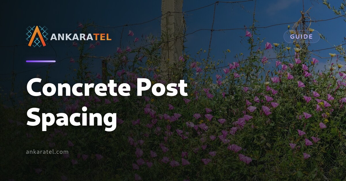 Concrete Post Spacing — tensioned wire mesh fence line carried on concrete posts